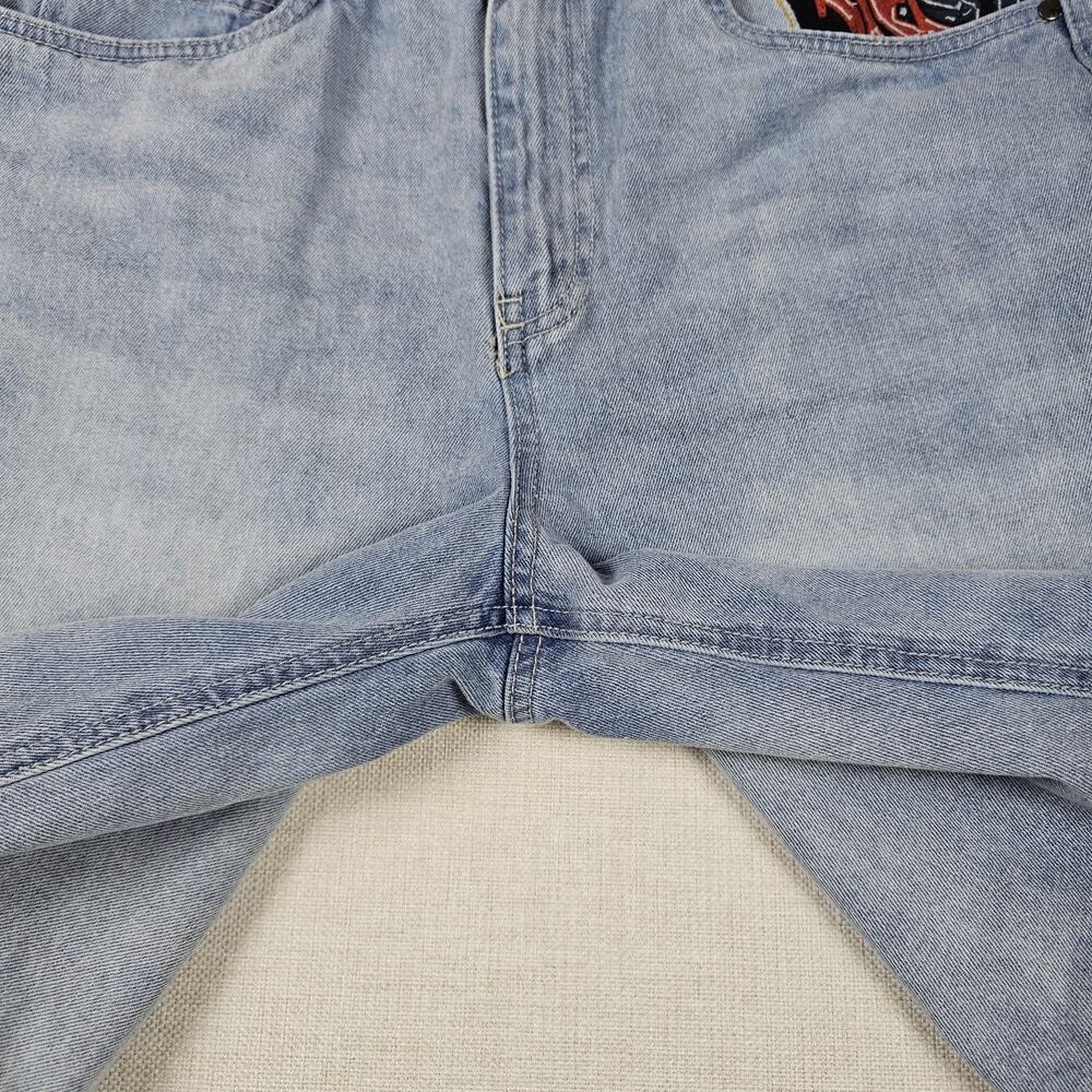 Ninth Hall Waylay Denim Shorts Men’s 32 Light Wash Embroidered Panther Skull Y2K - Picture 11 of 14